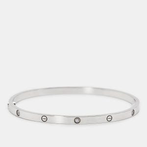 Cartier Love 6 Diamonds 18k White Gold Small Model Bracelet 18, Bracelets - Luxury Closet catalog