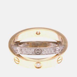 Cartier Love 18K White Gold, Rose Gold and Diamond Band Ring EU 50, Rings - Luxury Closet catalog
