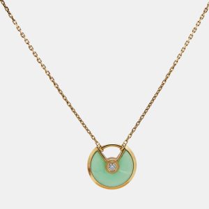 Cartier Amulette De Cartier Diamond Chrysophase 18k Yellow Gold Necklace, Necklaces - Luxury Closet catalog