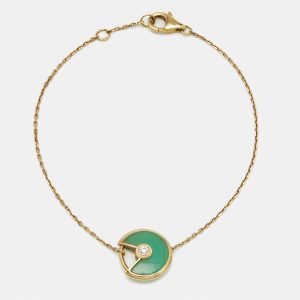 Cartier Amulette De Cartier Chrysophase Diamond 18k Yellow Gold Bracelet, Bracelets - Luxury Closet catalog