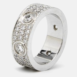 Cartier Love Diamonds 18k White Gold Ring Size 49, Rings - Luxury Closet catalog