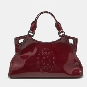 Cartier Dark Red Patent Leather Small Marcello De Cartier Tote, Tote Handbags - Luxury Closet catalog