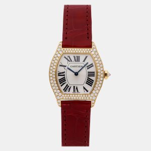 Cartier Silver 18k Yellow Gold Tortue WA504831 Manual Winding Women's Wristwatch 28 mm, Watches - Luxury Closet catalog