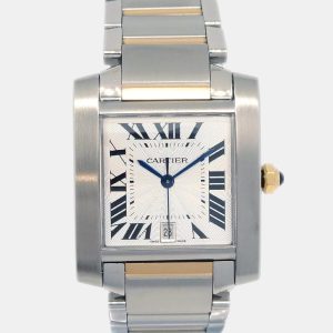 Cartier Silver 18k Yellow Gold Stainless Steel Tank Francaise 2302 Automatic Women's Wristwatch 27 mm, Watches - Luxury Closet catalog