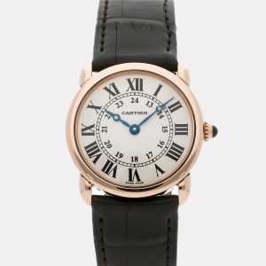 Cartier Ronde Louis Cartier W6800151 Quartz Rose Gold Silver Dial Women's Wristwatch 28mm, Watches - Luxury Closet catalog