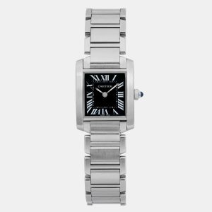 Cartier Black Stainless Steel Tank Francaise W51026Q3 Quartz Women's Wristwatch 20 mm, Watches - Luxury Closet catalog