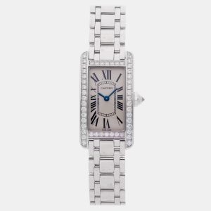 Cartier Tank Americaine WB7073L1 Quartz White Gold Silver Dial Women's Wristwatch 18mm, Watches - Luxury Closet catalog
