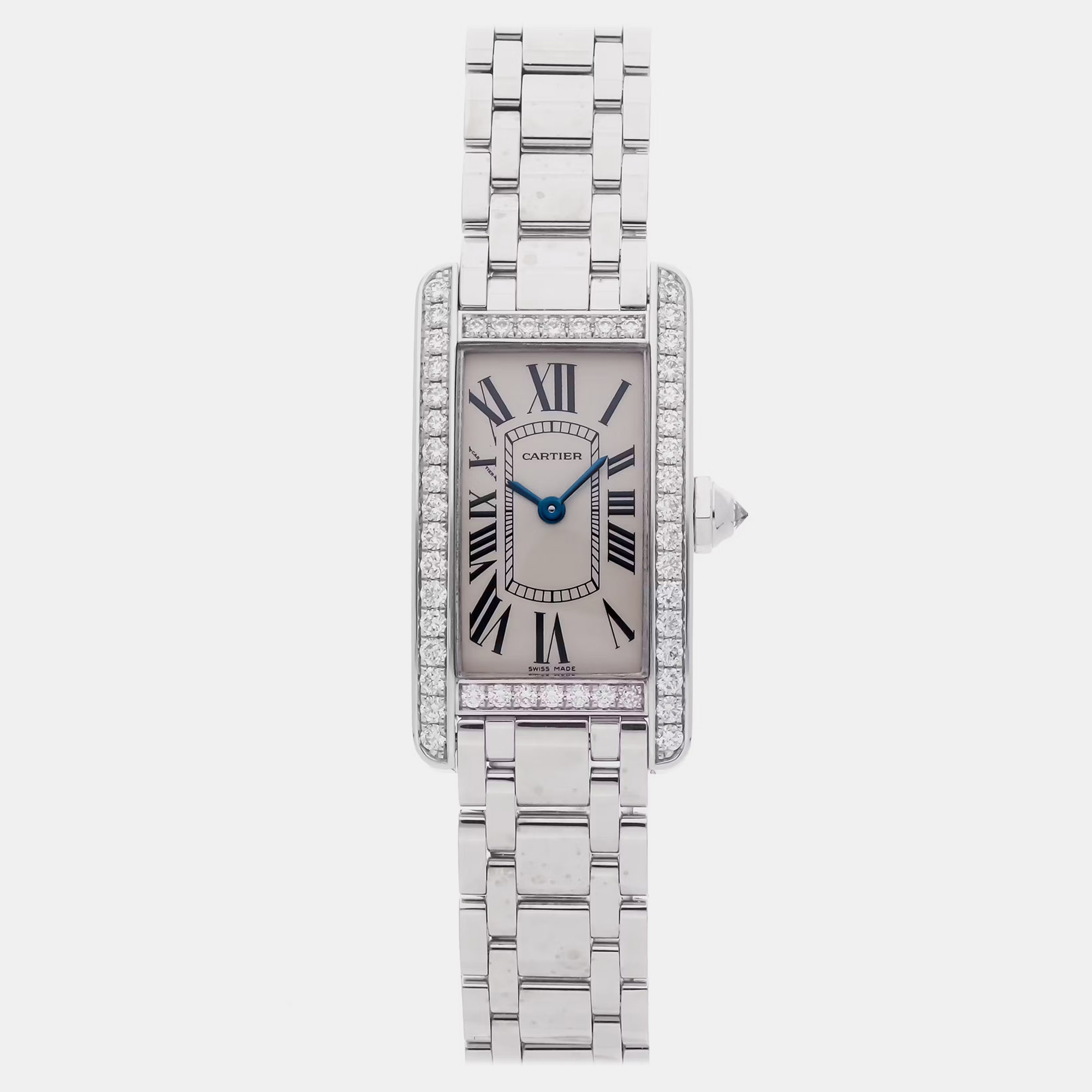 Cartier Tank Americaine WB7073L1 Quartz White Gold Silver Dial Women's Wristwatch 18mm, Watches - Luxury Closet catalog