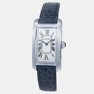 Cartier Tank Americaine W2601956 Quartz Silver 18k White Gold Women's Wristwatch 19 mm, Watches - Luxury Closet catalog