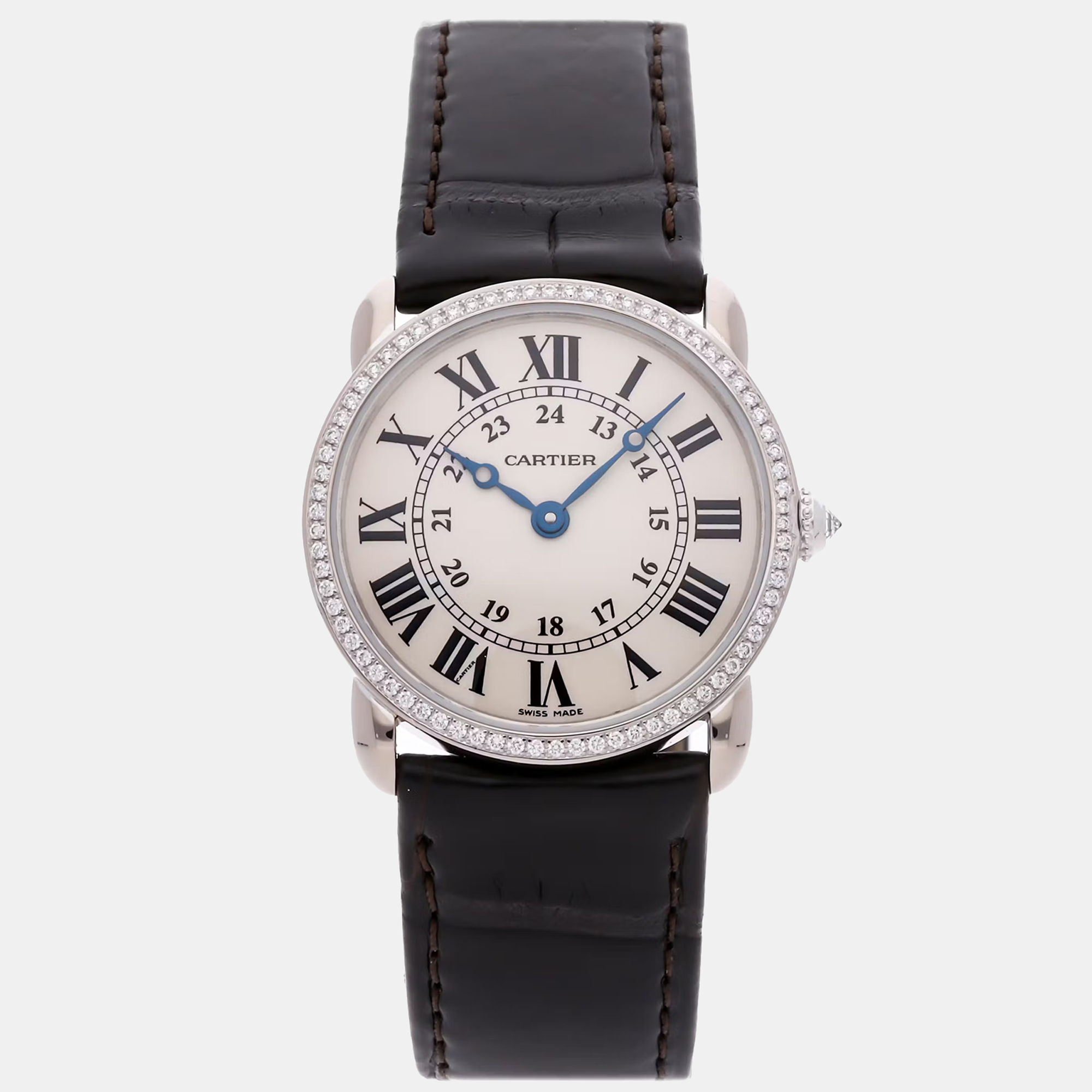 Cartier Ronde Louis Cartier WR000251 Quartz White 18k White Gold Women's Wristwatch 29mm, Watches - Luxury Closet catalog