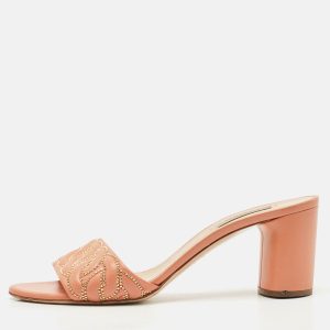 Casadei Peach Pink Leather Block Heel Studded Slide Sandals Size 41, Sandals - Luxury Closet catalog
