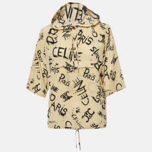 Celine Beige Logo Scribble Print Silk Hooded Blouse S, Shirts & Tops - Luxury Closet catalog