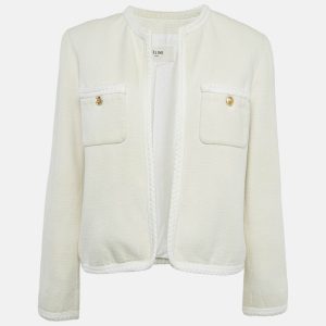 Celine Off-White Silk Braid Trim Detail Open Front Jacket M, Coats & Jackets - Luxury Closet catalog