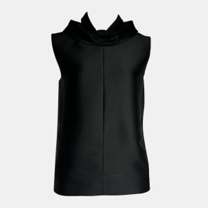 Celine Black Sleeveless Top with Ruffled Collar, Shirts & Tops - Luxury Closet catalog