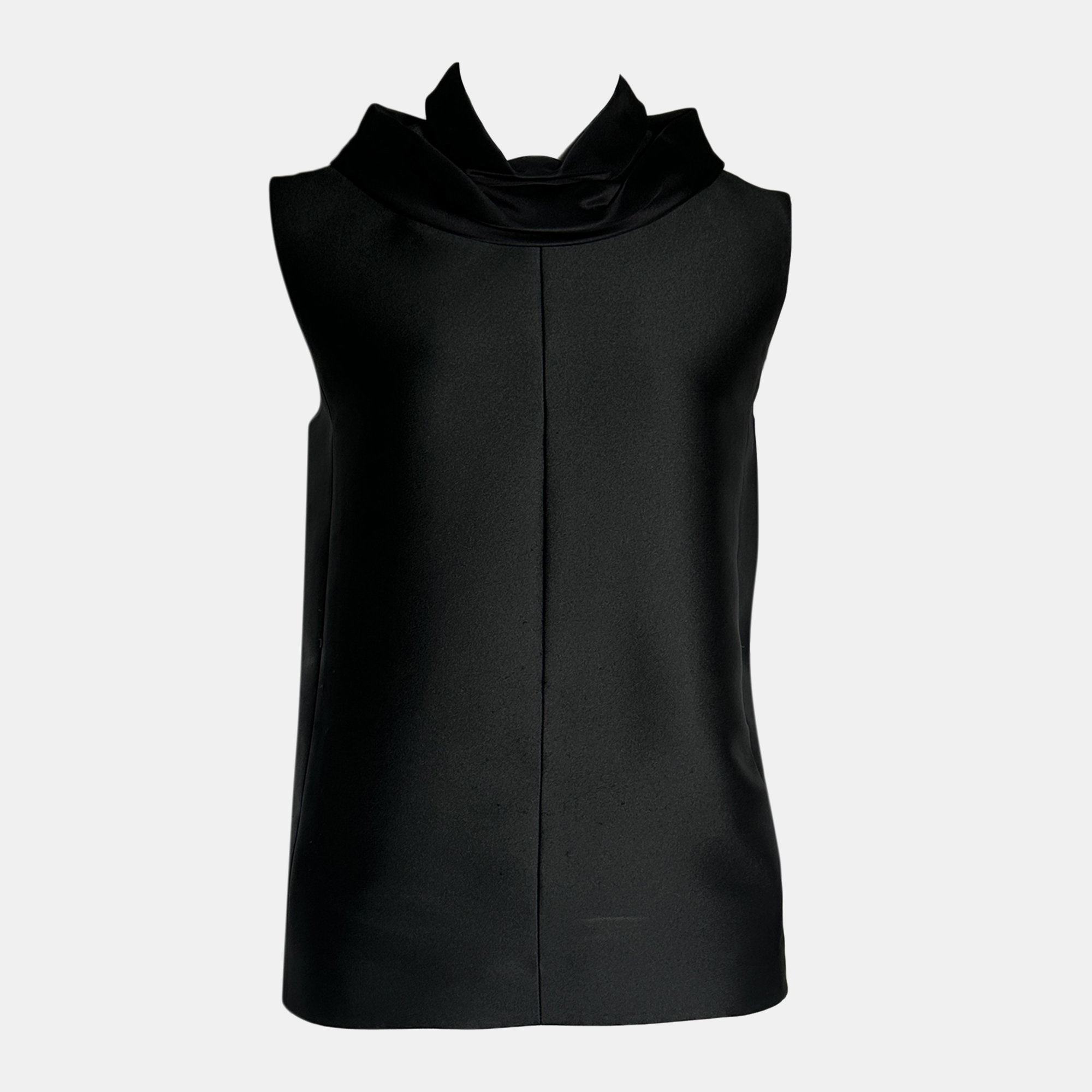 Celine Black Sleeveless Top with Ruffled Collar, Shirts & Tops - Luxury Closet catalog