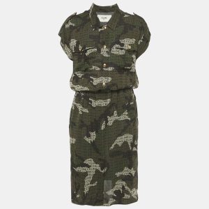 Celine Black Camouflage Logo Print Georgette Midi Shirt Dress M, Dresses - Luxury Closet catalog