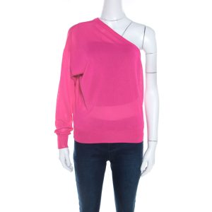 Celine Hot Pink Ribbed Knit One Shoulder Top M, Shirts & Tops - Luxury Closet catalog