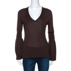 Celine Brown Cashmere Knit Long Sleeve Top M, Shirts & Tops - Luxury Closet catalog