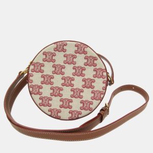 Celine Beige/Brown Canvas Triomphe Round Shoulder Bag, Shoulder Bags - Luxury Closet catalog