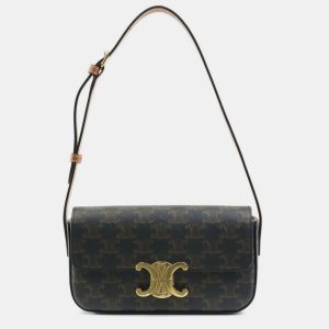Celine Brown Canvas Triomphe Shoulder Bag, Shoulder Bags - Luxury Closet catalog