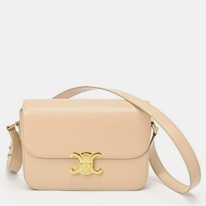 Celine Shiny Calfskin Nude (Beige) Classic Triomphe Bag, Shoulder Bags - Luxury Closet catalog