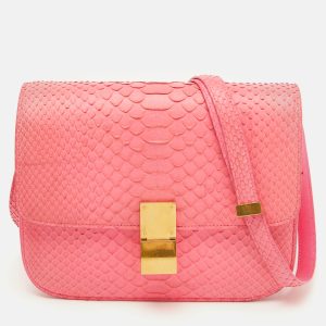 Celine Neon Pink Python Classic Box Flap Crossbody Bag, Handbags - Luxury Closet catalog