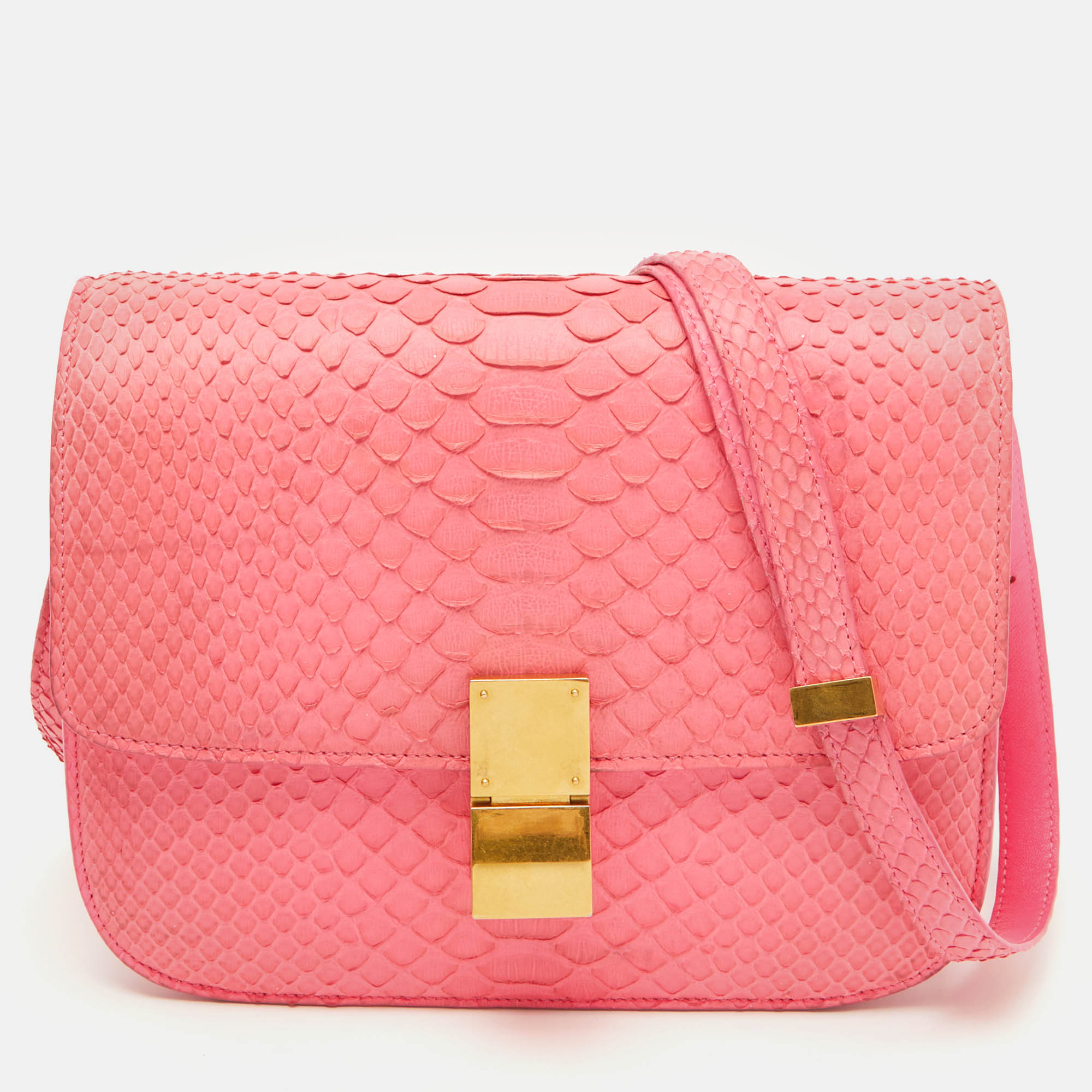 Celine Neon Pink Python Classic Box Flap Crossbody Bag, Handbags - Luxury Closet catalog