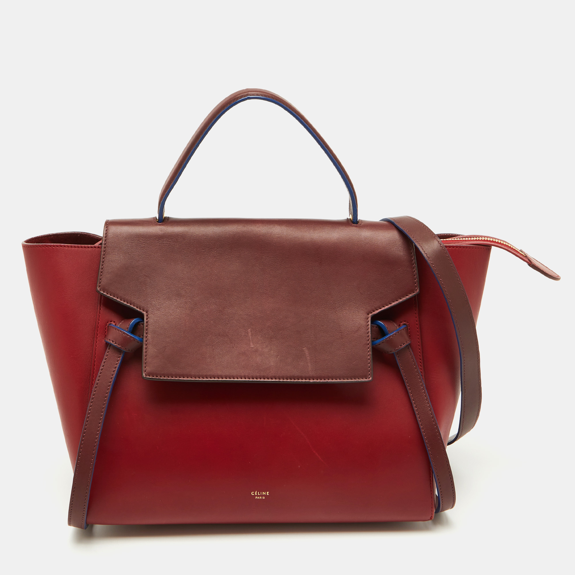 Celine Red/Brown Leather Mini Belt Top Handle Bag, Satchels - Luxury Closet catalog