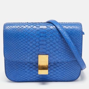 Celine Blue Python Medium Classic Box Shoulder Bag, Shoulder Bags - Luxury Closet catalog