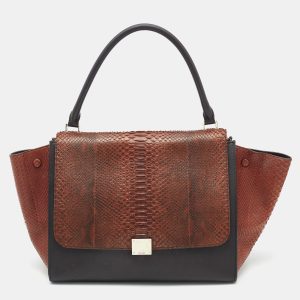 Celine Brown/Black Python and Leather Large Trapeze Top Handle Bag, Satchels - Luxury Closet catalog
