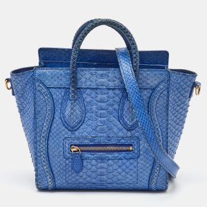 Celine Blue Python Nano Luggage Tote, Tote Handbags - Luxury Closet catalog