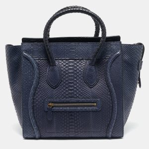 Celine Navy Blue Python Mini Luggage Tote, Tote Handbags - Luxury Closet catalog
