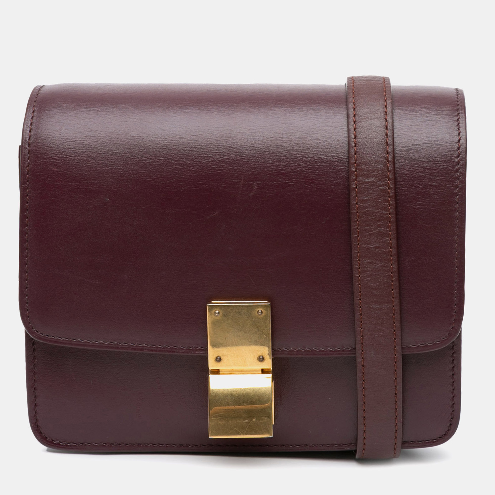 Celine Bordeaux Calfskin Classic Box Small Bag, Shoulder Bags - Luxury Closet catalog