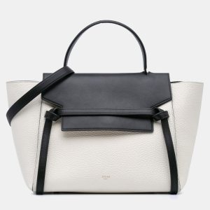 Celine Black White Mini Bicolor Leather Belt Satchel, Satchels - Luxury Closet catalog