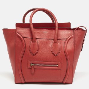 Celine Red Leather Mini Luggage Tote, Tote Handbags - Luxury Closet catalog