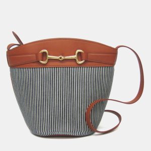 Celine Brown, Navy Canvas and Leather Bucket Bag, Handbags - Luxury Closet catalog