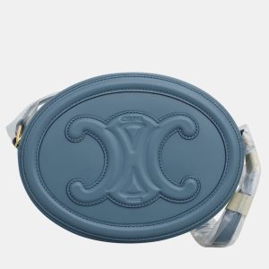 Celine Blue Leather Triomphe Oval Crossbody Bag, Handbags - Luxury Closet catalog