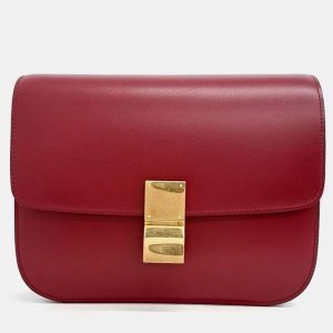 Celine Red Leather Classic Box Medium Bag, Shoulder Bags - Luxury Closet catalog