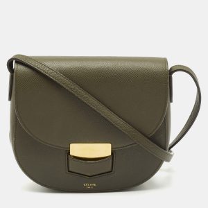 Celine Olive Green Leather Small Trotteur Crossbody Bag, Handbags - Luxury Closet catalog