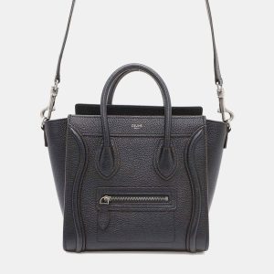 Celine Black Drummed Calf Leather Nano Luggage Tote Bag, Tote Handbags - Luxury Closet catalog