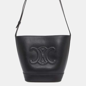Celine Black Calf Leather Cuir Triomphe Small Bucket Shoulder Bag, Handbags - Luxury Closet catalog