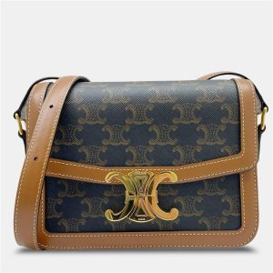 Celine Tan Brown Canvas Leather Teen Triomphe Crossbody Bag, Shoulder Bags - Luxury Closet catalog