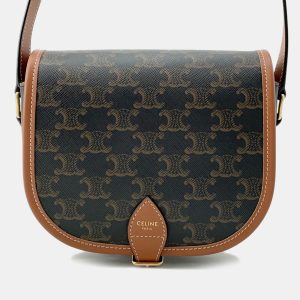 Celine Tan PVC Coated Canvas and Leather Triomphe Folco Medium Shoulder Bag, Shoulder Bags - Luxury Closet catalog