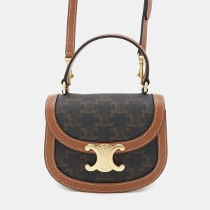 Celine Tan PVC Calf Leather Triomphe Mini Cabas Shoulder Bag, Shoulder Bags - Luxury Closet catalog