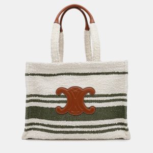 Celine Triomphe Large Cabas Thais White/Green Canvas Leather Large  Tote Bag, Tote Handbags - Luxury Closet catalog