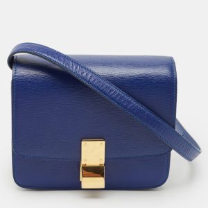 Celine Blue Leather Small Classic Box Flap Bag, Shoulder Bags - Luxury Closet catalog