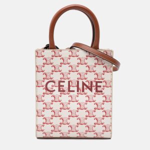 Celine White Mini Triomphe Coated Canvas Vertical Cabas Satchel, Satchels - Luxury Closet catalog