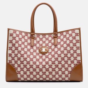 Celine Beige/Brown Triomphe Embroidered Canvas Horizontal Cabas, Tote Handbags - Luxury Closet catalog