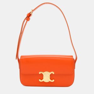 Celine Triomphe Claude Orange Shiny Calf Leather Shoulder Bag, Handbags - Luxury Closet catalog
