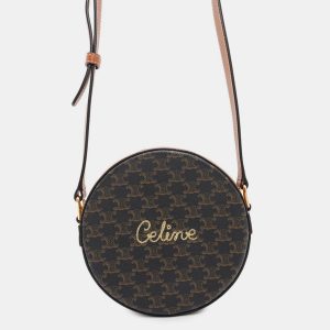 Celine Triomphe Round Tan PVC Coated Canvas Shoulder Bag, Handbags - Luxury Closet catalog